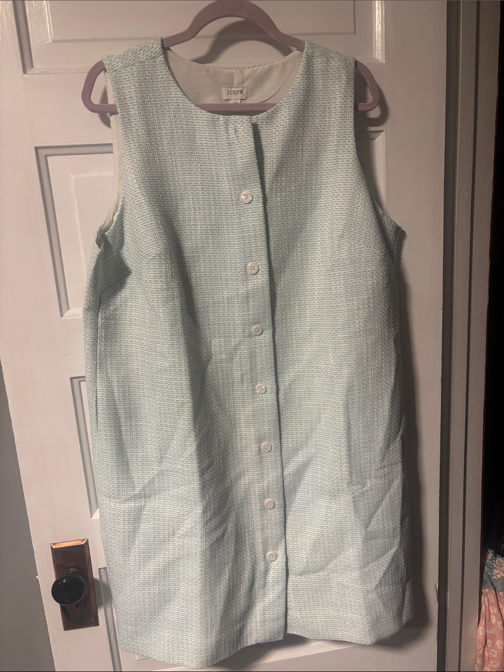 J. Crew Mint Green Sleeveless Tweed Shift Dress
